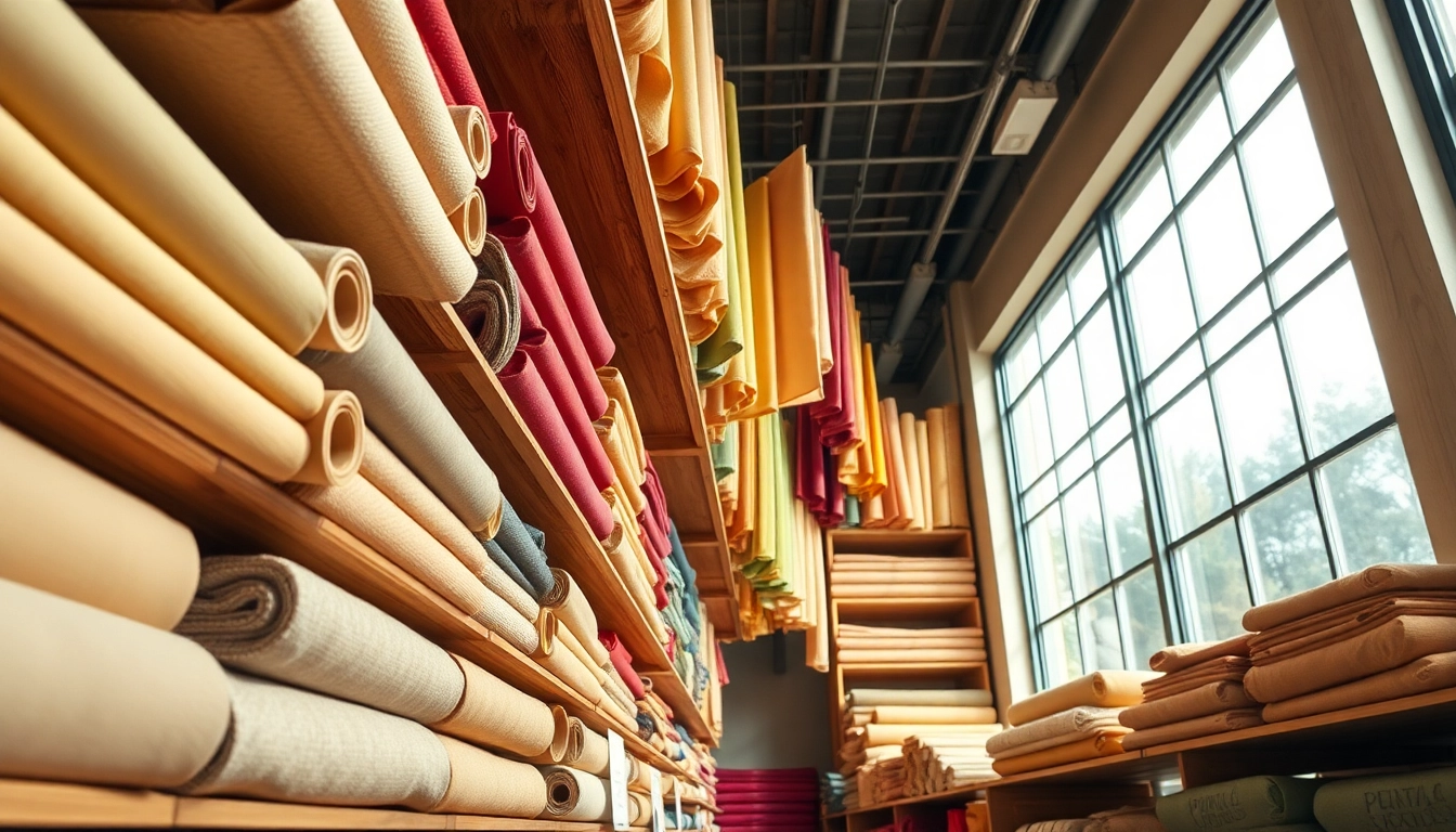 Punta di Roma stoffen tonen rijke texturen en kleuren in een stijlvolle showroom